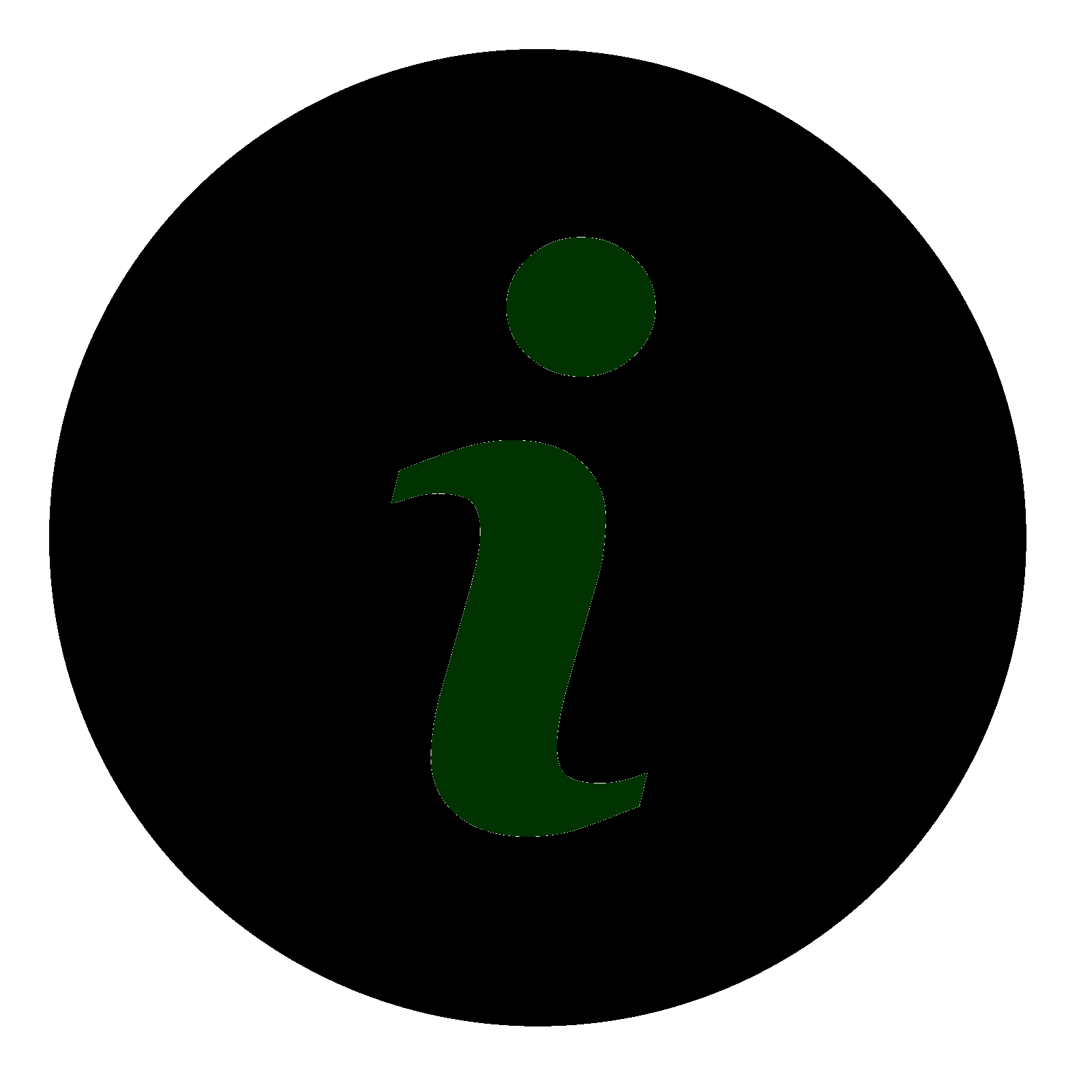 Icon of the i for information, it indicates that instructions could be listen here