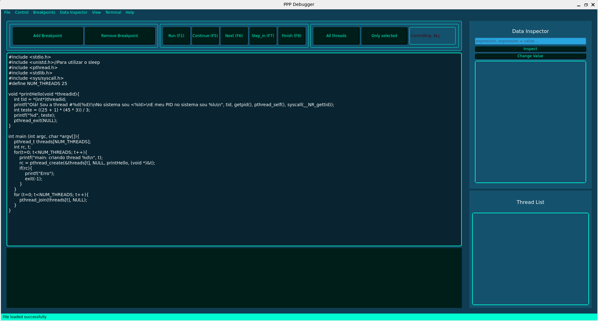 PPP layout with a C code displayed on code area